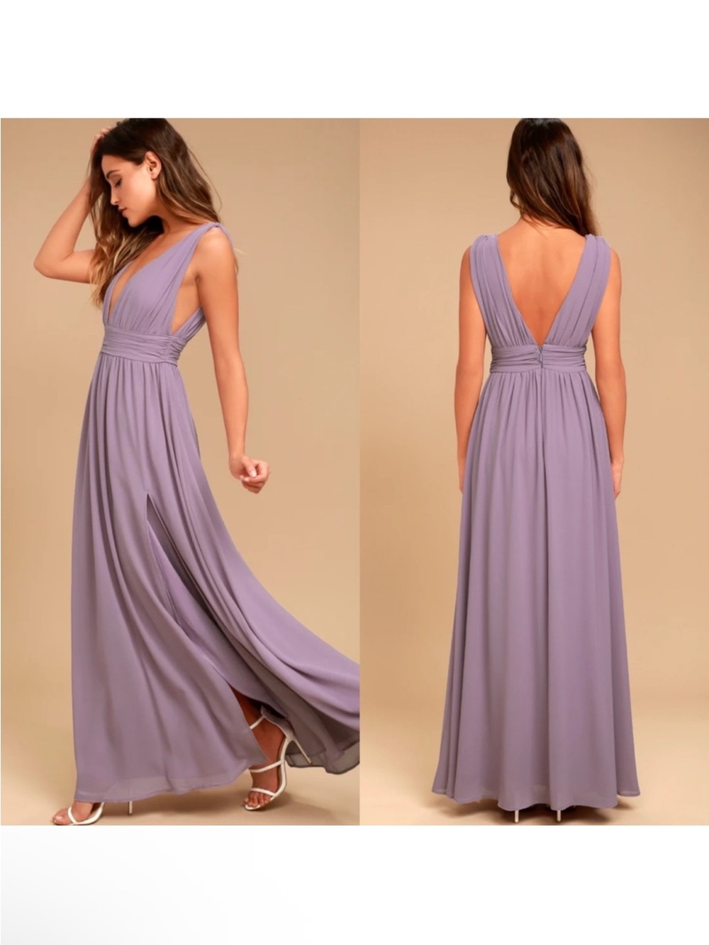 Lulus Heavenly Dusty Purple Gown Dress Small